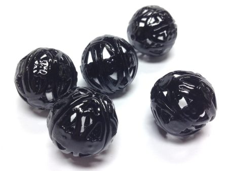 Black Lacquered Brass Filigree Round 21MM Bead (6 pieces) Discount