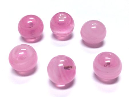 10MM Pink Swirl Glass Round 1-Hole Ball (36 pieces) Supply