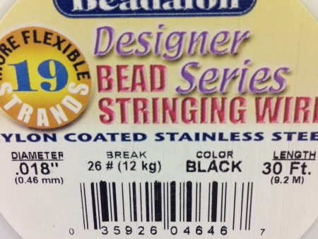 #18 19 Strand Black Tigertail 30Ft Spool (1 piece) Sale