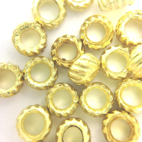 #14 Goldtone French Crimp Bead Raw Brass 50 Gram (~1450 pieces) For Sale