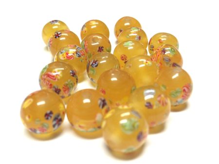 10MM Amber Round Glass Tombo Bead (24 pieces) Online Sale