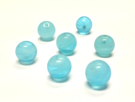 10MM Aqua Swirl Glass Round 1-Hole Ball (36 pieces) Cheap