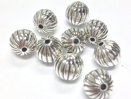 10MM Antique Silver Fluted Bead. (36 pieces) Online Sale