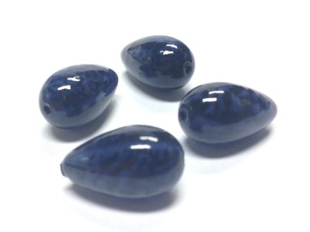 10X17MM Blue Black Dappled Pear Beads (36 pieces) Online Hot Sale