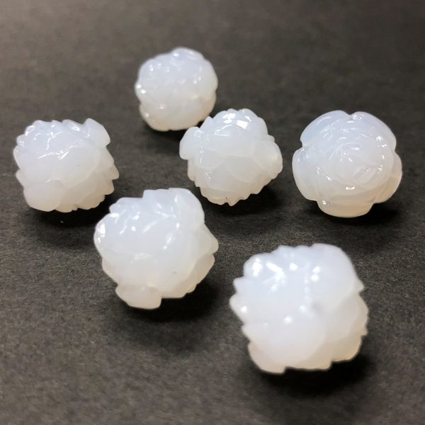 10MM White Opal Rose Flower Acrylic Bead (72 pieces) Discount