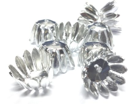 14X8.5MM Silvertone Flower Cap (36 pieces) Online now