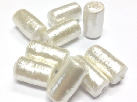 16X9MM Papermache White Pearl Tube Bead Online now