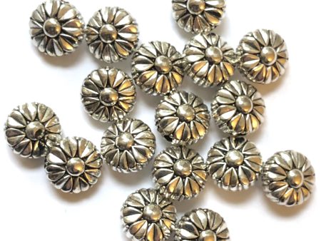 10MM Antique Silver Disc Flower Bead (72 pieces) Online Sale