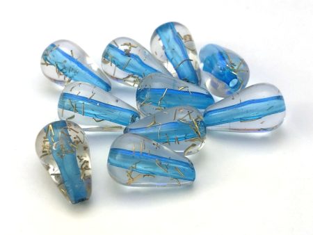 8X13MM Crystal Blue Gold  Spiked  Pear Bead (144 pieces) Fashion