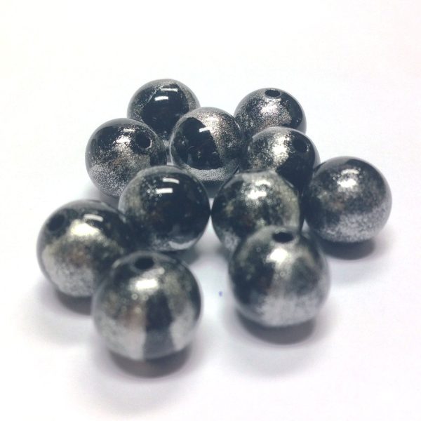 10MM Black Silver  Striate  Bead (36 pieces) Online Hot Sale