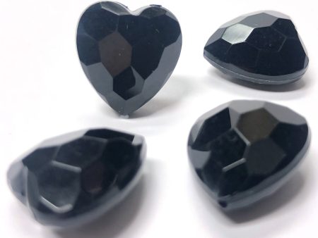 9MM Black Faceted Heart Acrylic Bead (144 pieces) Hot on Sale