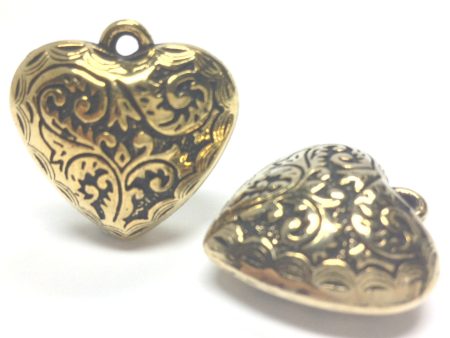 15MM Ant. Ham. Gold Heart Drop (36 pieces) Online Sale