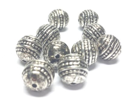 10MM Antique Silver Fancy Bead (72 pieces) on Sale