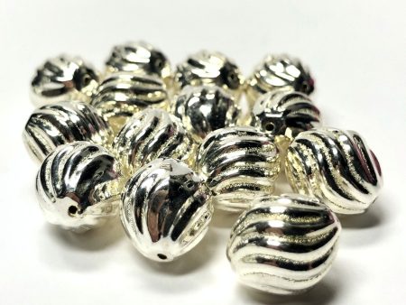 5MM Silver Fluted Oval Bead (144 pieces) on Sale