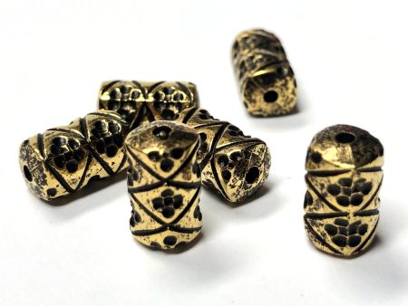 10X6MM Fancy Antique Ham.Gold Tube Bead (72 pieces) Online Hot Sale