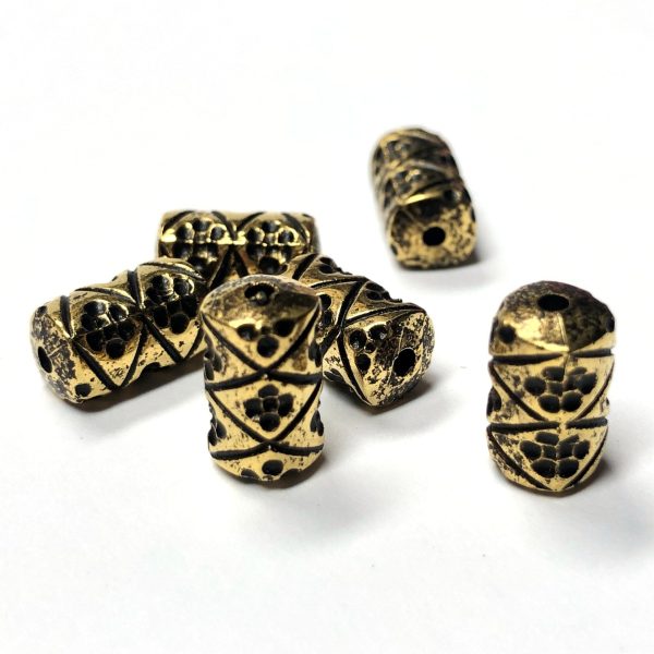 10X6MM Fancy Antique Ham.Gold Tube Bead (72 pieces) Online Hot Sale