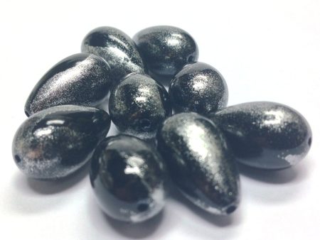 7X11MM Black Silver  Striate  Pear Beads (36 pieces) Fashion