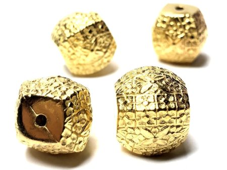 14MM Fancy 4-Sided Hamilton Gold Bead (24 pieces) Hot on Sale