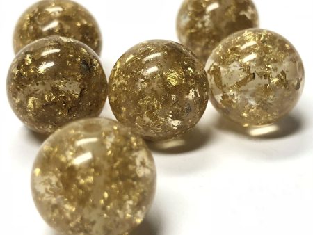 14MM Gold  Lame  Round Beads (12 pieces) Online now