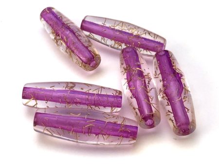 29X10MM Crystal Purple Gold  Spiked  Tube Bead (36 pieces) Sale