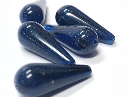 42X16MM Lapis Pear Acrylic Bead With Gold Fleck (24 pieces) Supply