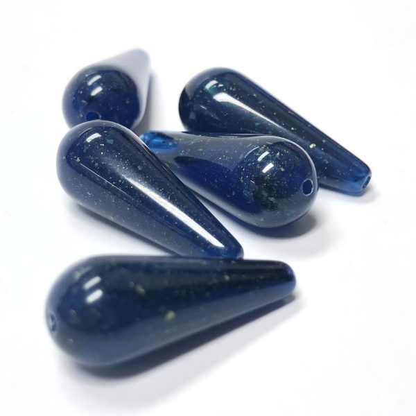 42X16MM Lapis Pear Acrylic Bead With Gold Fleck (24 pieces) Supply