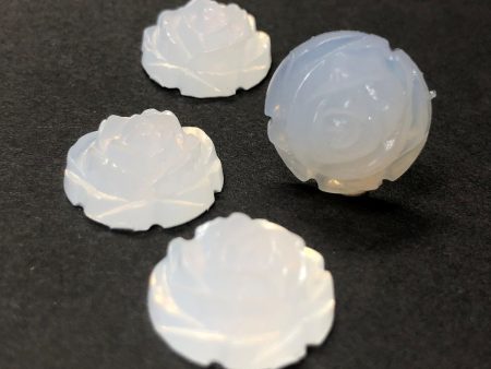 15MM White Opal Rose Flower Acrylic Cab Foiled (12 pieces) For Discount