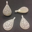 12X30MM Ivory White Engraved Pear Drop (12 pieces) Sale