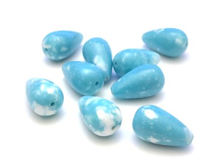 8X13MM Turquoise  Granite  Pear Beads (72 pieces) Online now