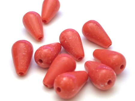 8X13MM Coral  Granite  Pear Beads (72 pieces) Online Hot Sale