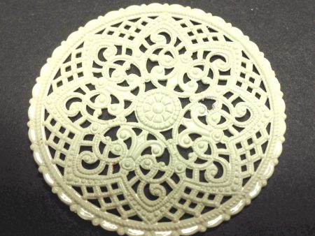 Ivory Lacquered Brass Filigree 40MM Disc (1 piece) Cheap