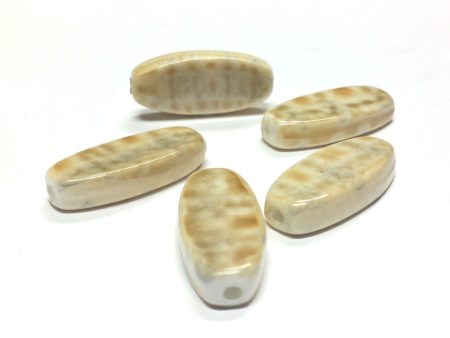 9X21MM Beige  Plaid  Oval Bead (12 pieces) For Cheap