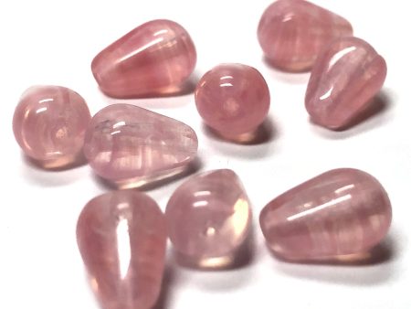 6X9MM Lt.Pink Quartz Glass Pear Bead (144 pieces) on Sale