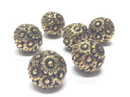 10MM Ant.Ham.Gold Flower Bead (36 pieces) Online now