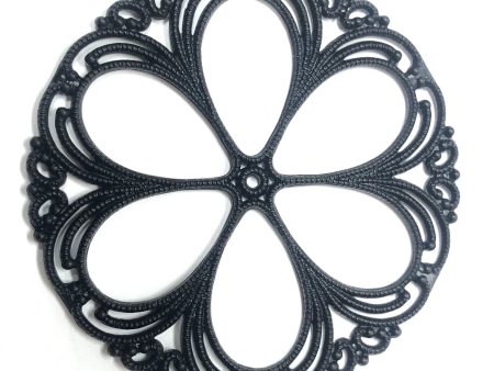 55MM Black Filigree Plastic Disc (24 pieces) Hot on Sale