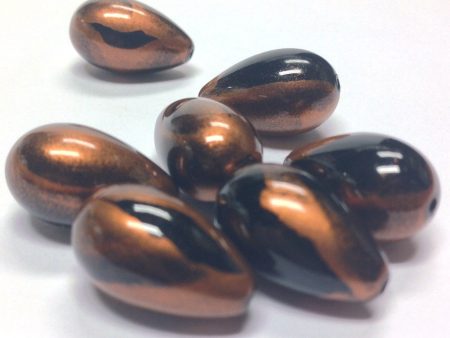 10X17MM Black Copper  Striate  Pear Beads (36 pieces) Fashion