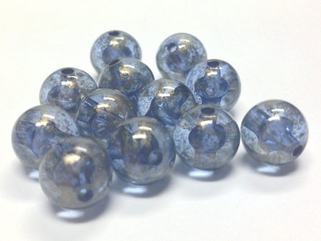 10MM Blue  Gold Lace  Bead (72 pieces) For Cheap