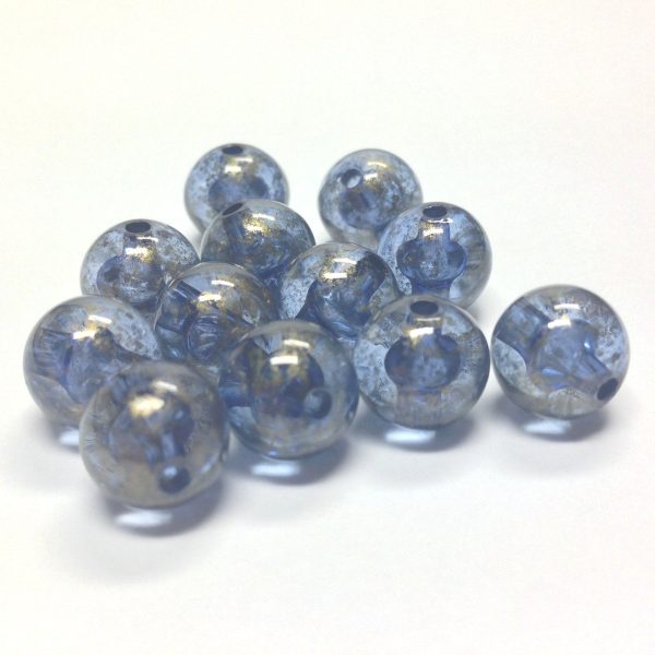 10MM Blue  Gold Lace  Bead (72 pieces) For Cheap