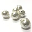 14MM White Pearl Bead With Crystal Chatons (6 pieces) For Cheap