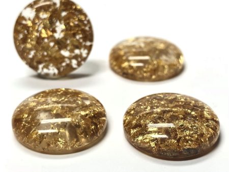 18MM Gold  Lame  Round Cabs (12 pieces) Supply