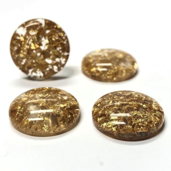 18MM Gold  Lame  Round Cabs (12 pieces) Supply