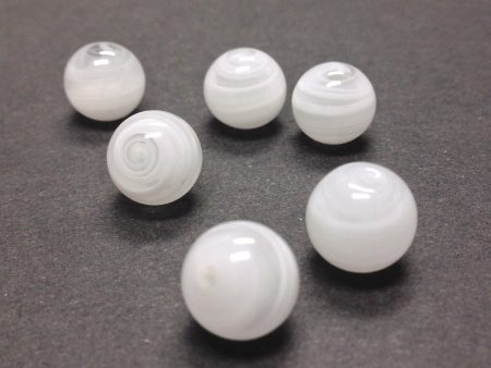 10MM White Swirl Glass Round 1-Hole Ball (36 pieces) Online Sale