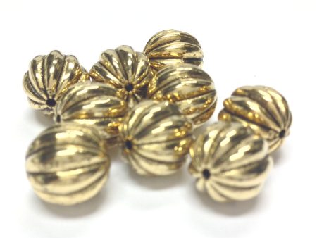 10MM Ant.Ham.Gold Fluted Bead (36 pieces) Online Sale