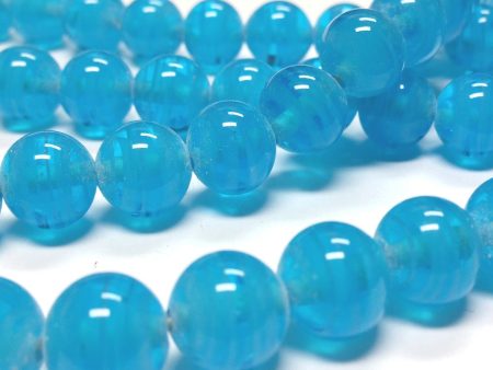 10MM Aqua Swirl Glass Round Bead (36 pieces) For Cheap