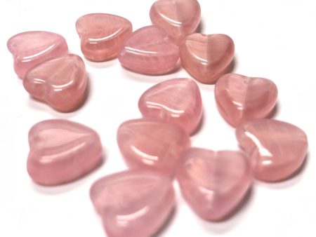 8MM Lt.Pink Quartz Glass Heart Bead (72 pieces) Sale