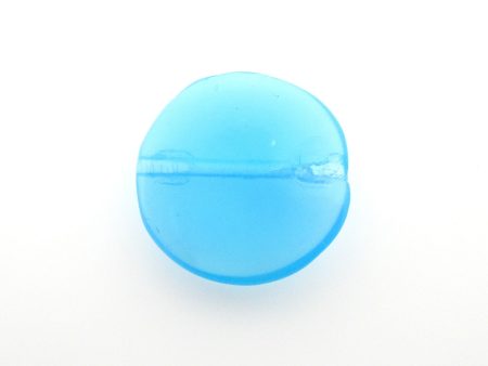 10MM Aqua Opal Glass Flat Round Bead. (36 pieces) Supply